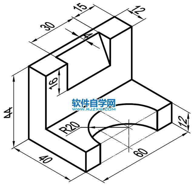 CAD學(xué)習(xí)拉伸切練習(xí)題下載_軟件自學(xué)網(wǎng)