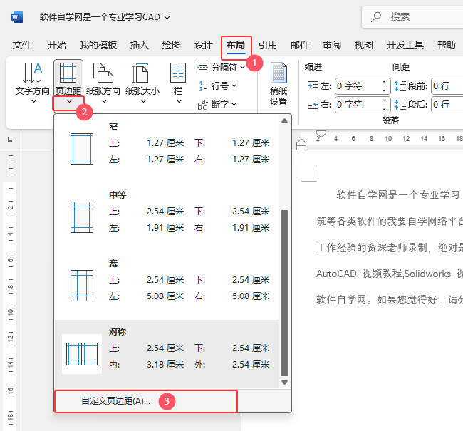 Word2024如何設(shè)置自定義頁邊距的方法第3步