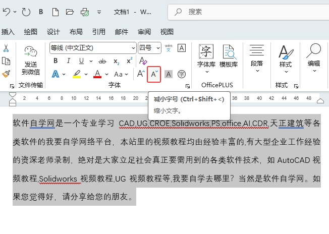 word怎么調(diào)整字體大��？word調(diào)整字體大小的方法第4步