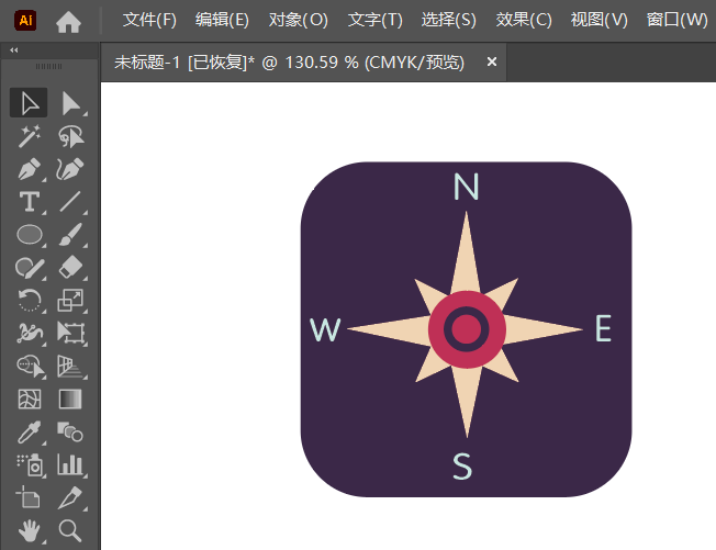 ai軟件創(chuàng)建一個(gè)指南針圖標(biāo)第5步